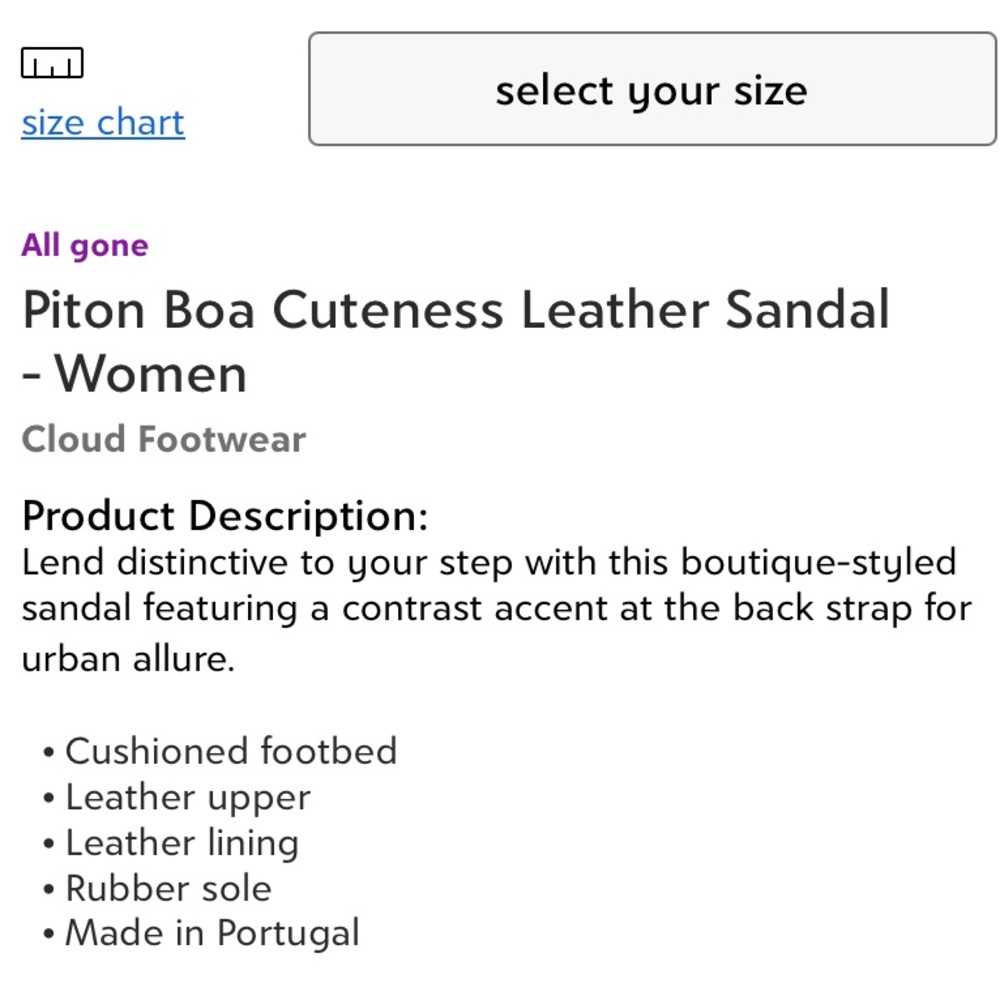 Cloud Footwear Piton Boa Cuteness Leather Sandal Women Size 36 EU Snake Print - Picture 7 of 7